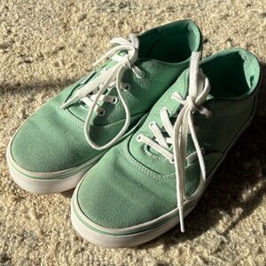 Vans Mint Green Low-Top Canvas Sneakers with White Accents